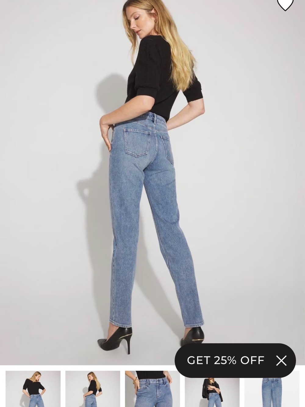 White House Black Market Women's Light Blue Mid Rise Slim Straight Jeans Size 12 - Picture 5 of 9